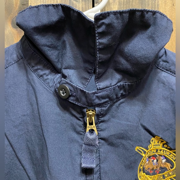 VTG POLO Ralph Lauren Bomber Jacket Navy Embroidered Logo Patch Kids L 16/18 - Picture 12 of 15